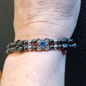 Beautiful Black Bracelet with Blue Stone